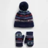 Ensemble bonnet et mitaines à pompon Fair Isle pour Bébé & Enfant