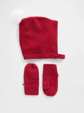 Ensemble bonnet à pompon et mitaines CashSoft pour Bébé & Enfant