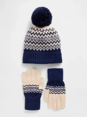 Ensemble chapeau et gants Fair Isle CashSoft pour enfants