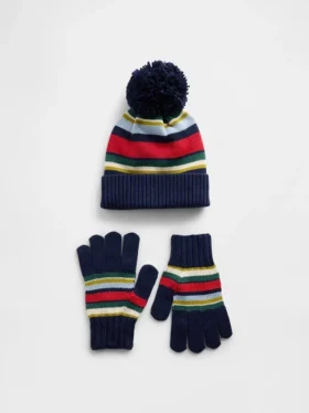 Ensemble chapeau à pompon et gants pour enfants