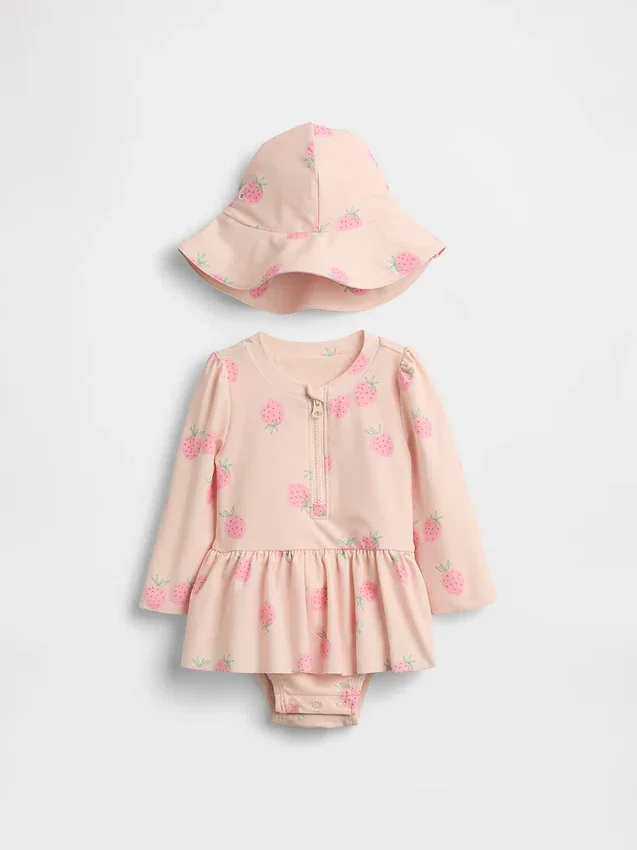 Ensemble de maillot de bain anti-coup de soleil « Baby Strawberry »
