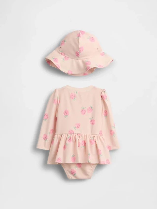 Ensemble de maillot de bain anti-coup de soleil « Baby Strawberry »