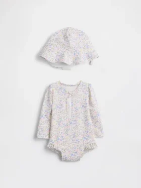 Ensemble de natation pour bébé avec rashguard à fleurs