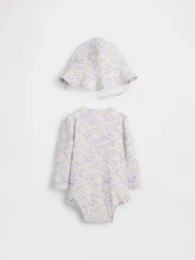 Ensemble de natation pour bébé avec rashguard à fleurs