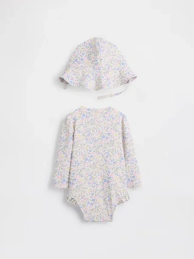 Ensemble de natation pour bébé avec rashguard à fleurs
