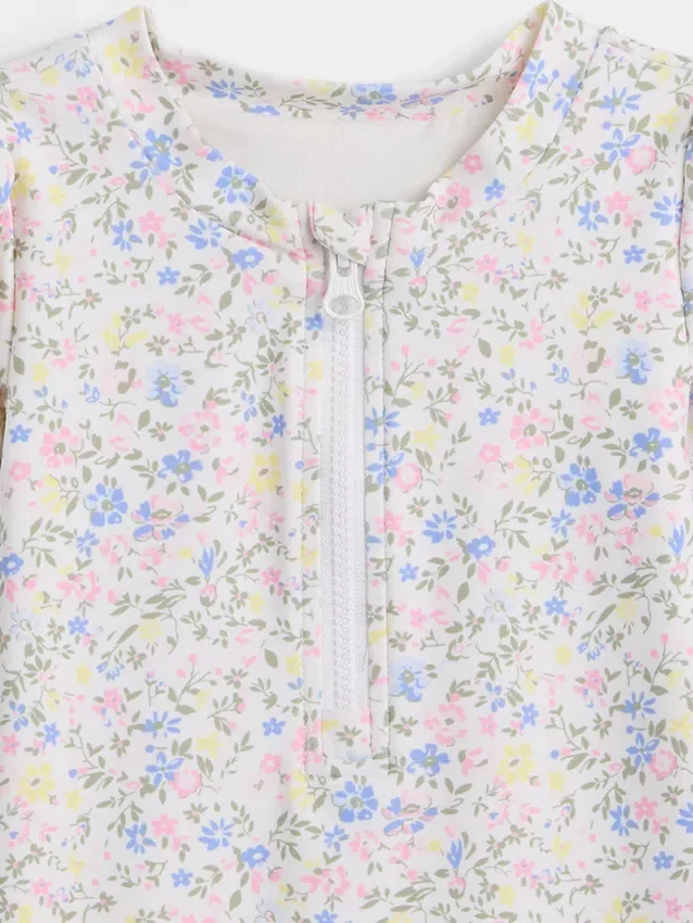 Ensemble de natation pour bébé avec rashguard à fleurs