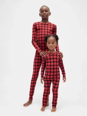 Ensemble de pyjama de Noël en coton brossé bio pour enfants et bébés