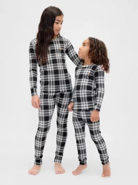 Ensemble de pyjama de Noël en coton brossé bio pour enfants et bébés