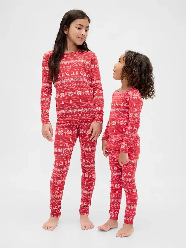 Ensemble de pyjama de Noël en coton brossé bio pour enfants et bébés