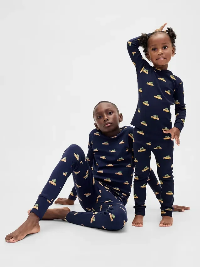 Ensemble de pyjama de Noël en coton brossé bio pour enfants et bébés