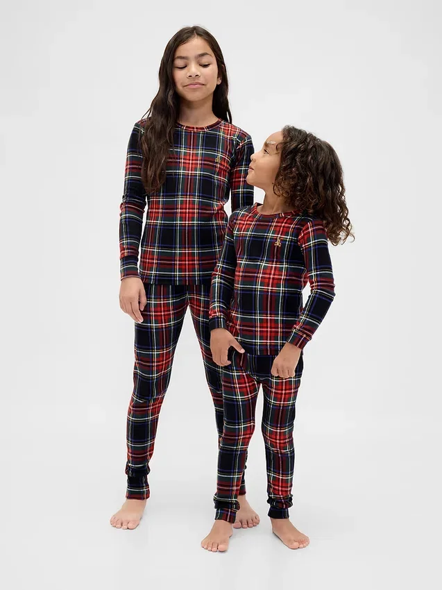 Ensemble de pyjama de Noël en coton brossé bio pour enfants et bébés