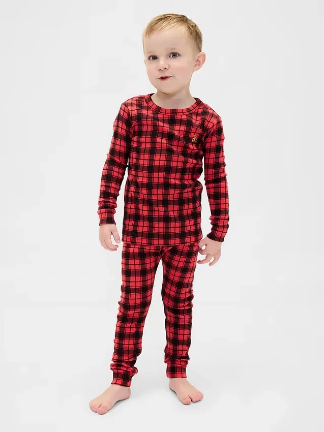 Ensemble de pyjama de Noël en coton brossé bio pour enfants et bébés