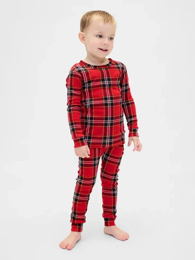 Ensemble de pyjama de Noël en coton brossé bio pour enfants et bébés