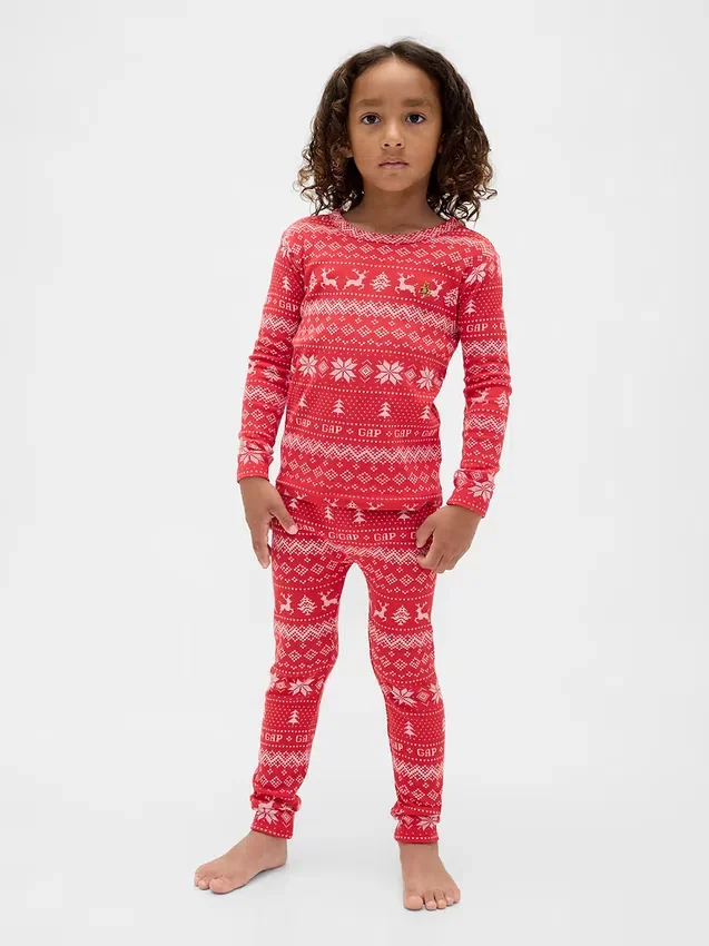 Ensemble de pyjama de Noël en coton brossé bio pour enfants et bébés