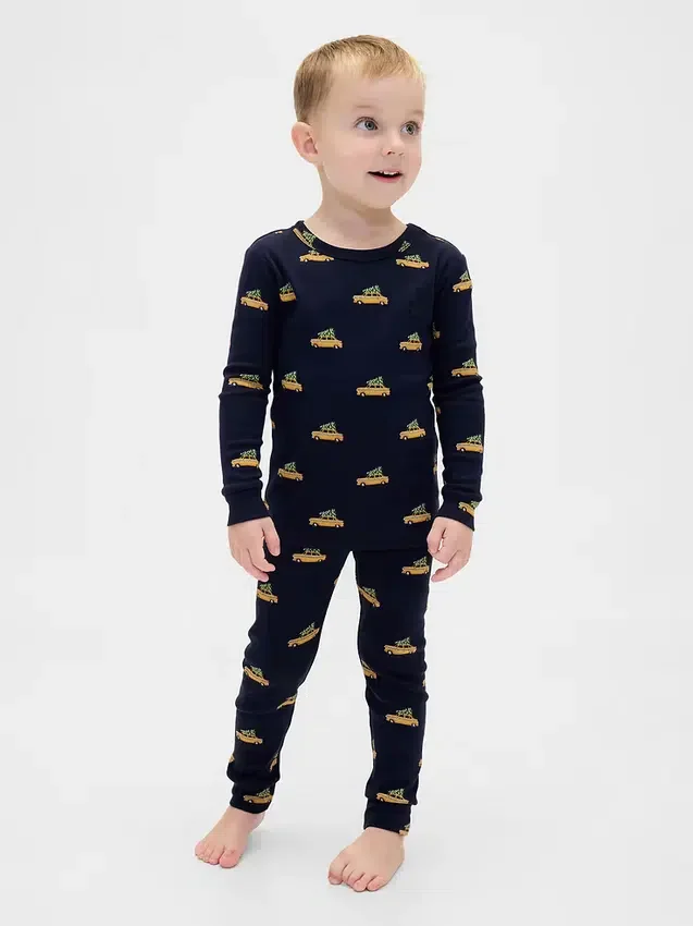 Ensemble de pyjama de Noël en coton brossé bio pour enfants et bébés