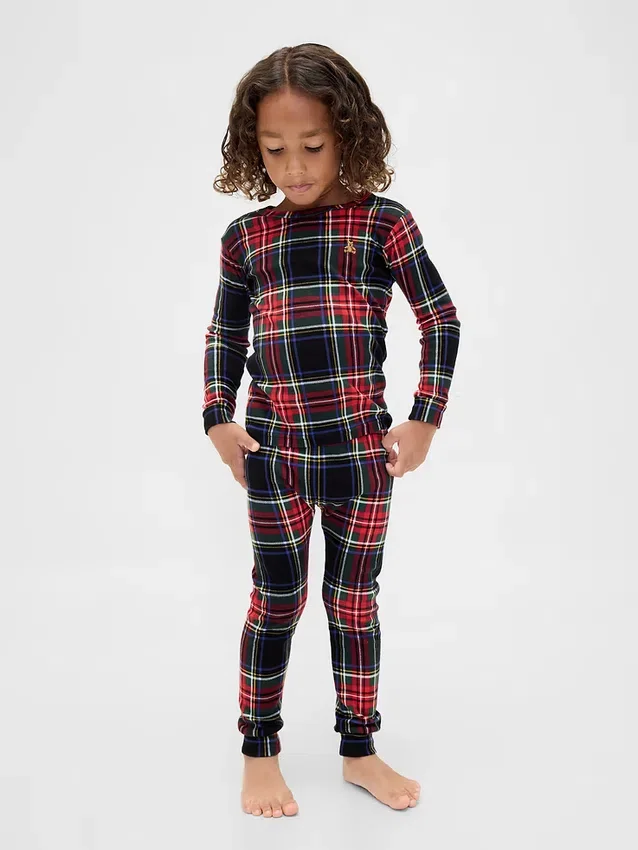 Ensemble de pyjama de Noël en coton brossé bio pour enfants et bébés