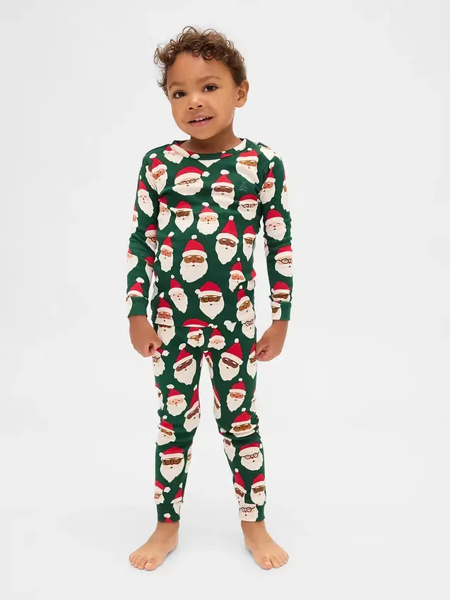 Ensemble de pyjama de Noël en coton brossé bio pour enfants et bébés