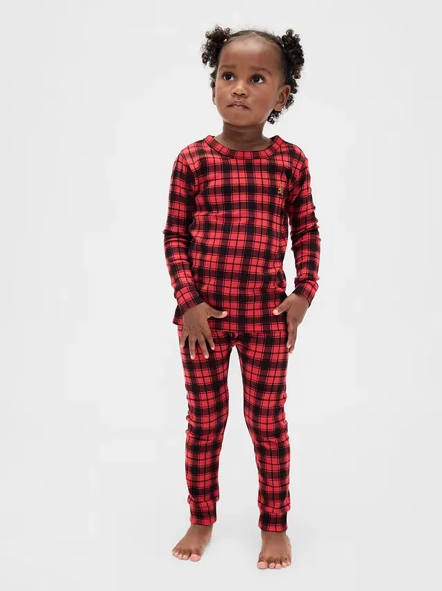 Ensemble de pyjama de Noël en coton brossé bio pour enfants et bébés