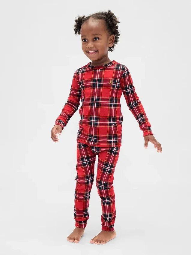 Ensemble de pyjama de Noël en coton brossé bio pour enfants et bébés