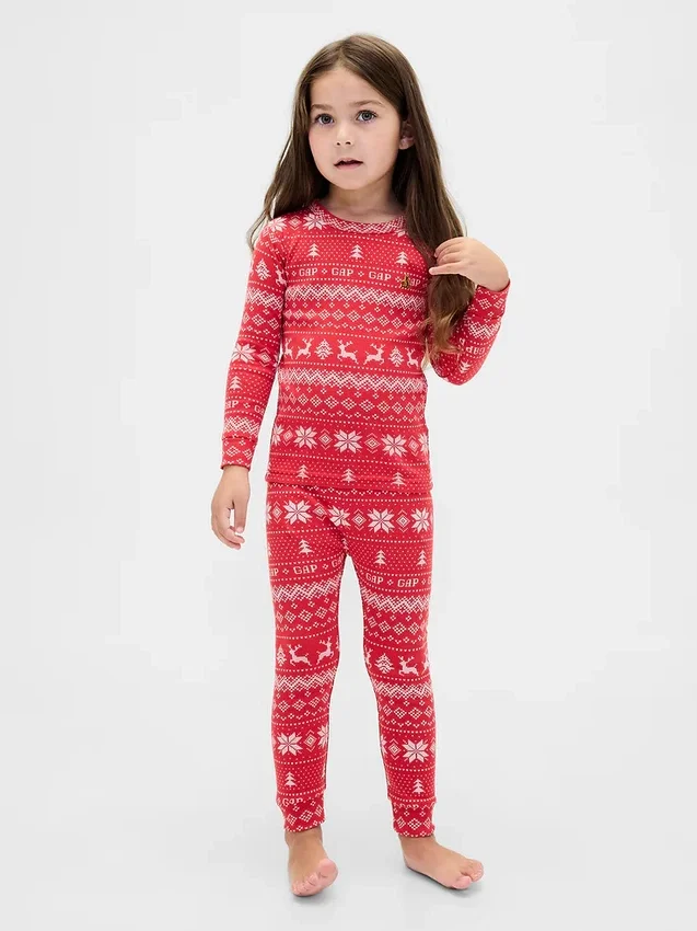 Ensemble de pyjama de Noël en coton brossé bio pour enfants et bébés