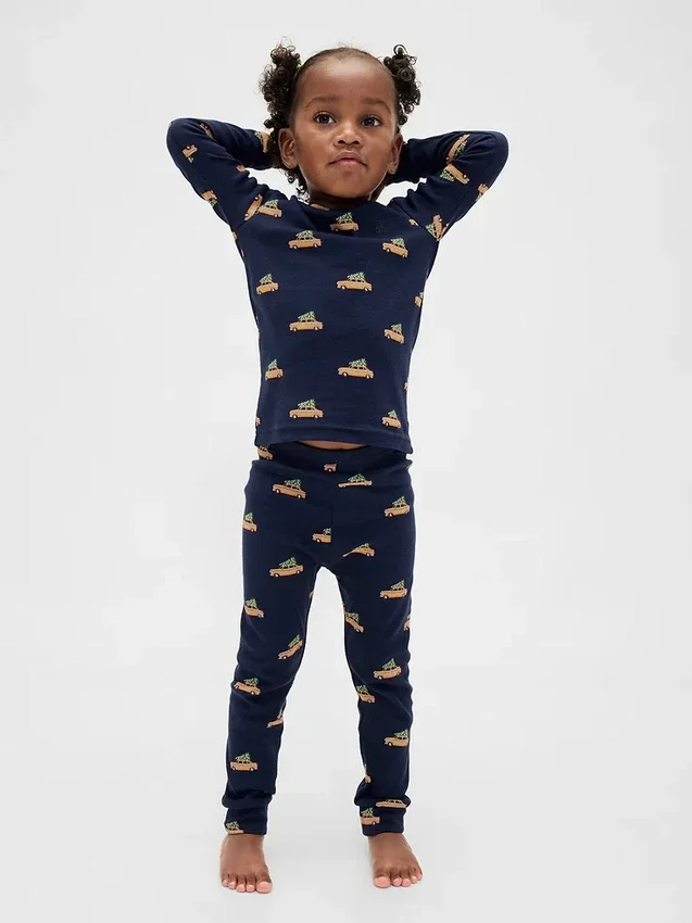 Ensemble de pyjama de Noël en coton brossé bio pour enfants et bébés