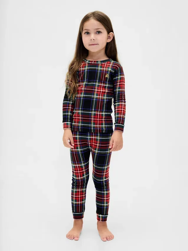 Ensemble de pyjama de Noël en coton brossé bio pour enfants et bébés