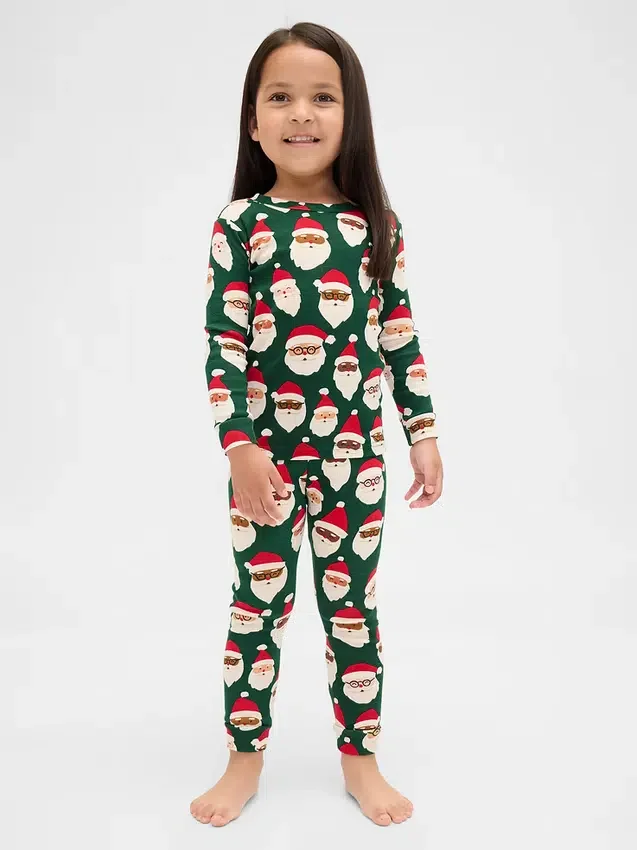 Ensemble de pyjama de Noël en coton brossé bio pour enfants et bébés