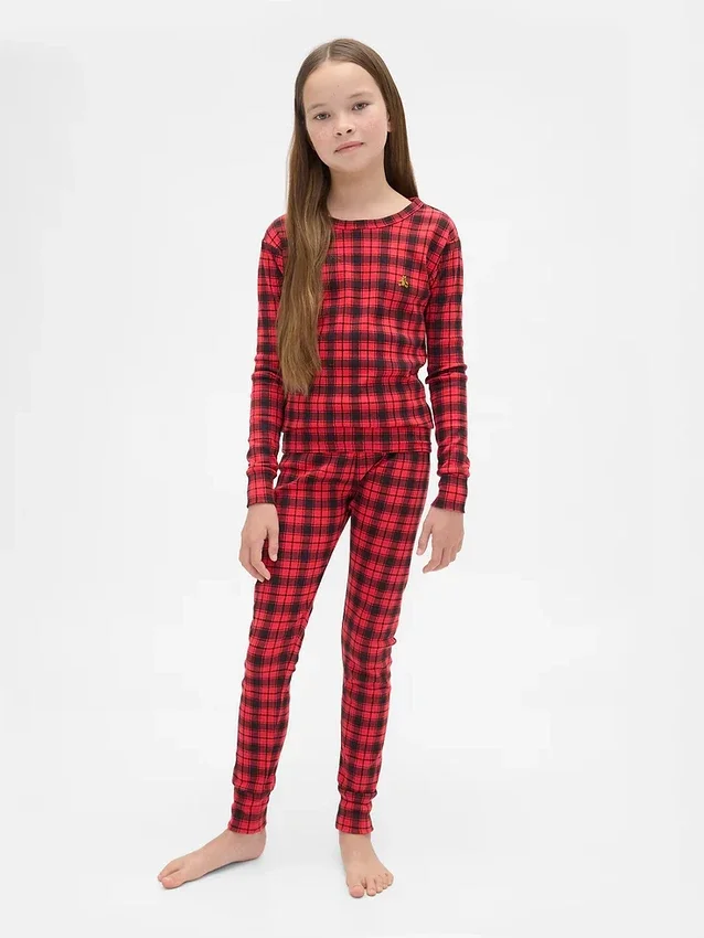 Ensemble de pyjama de Noël en coton brossé bio pour enfants et bébés