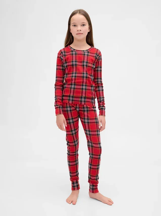 Ensemble de pyjama de Noël en coton brossé bio pour enfants et bébés