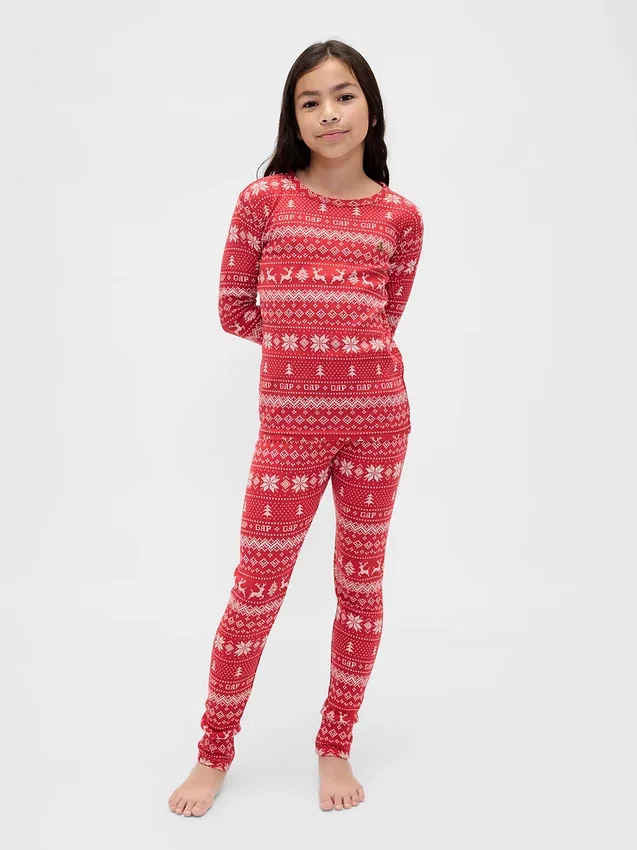 Ensemble de pyjama de Noël en coton brossé bio pour enfants et bébés