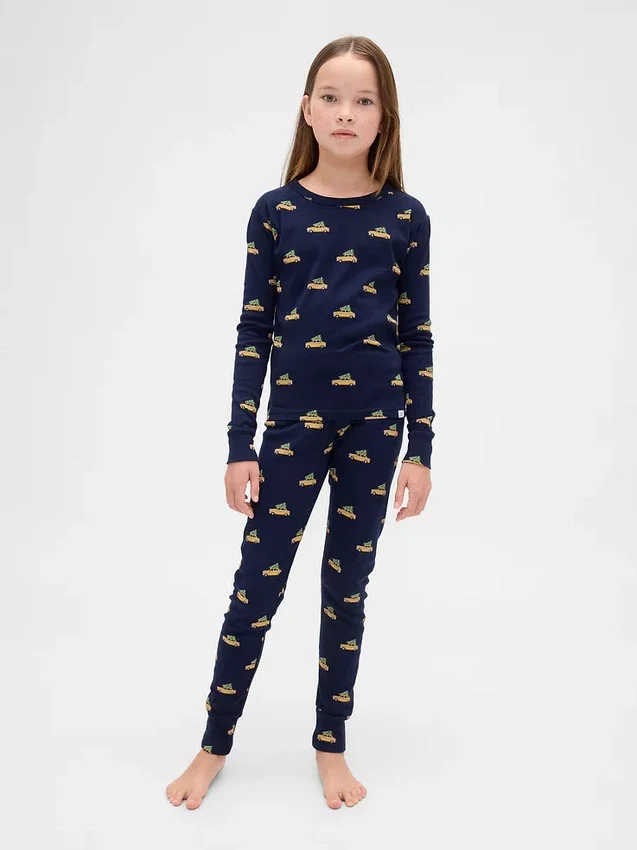 Ensemble de pyjama de Noël en coton brossé bio pour enfants et bébés