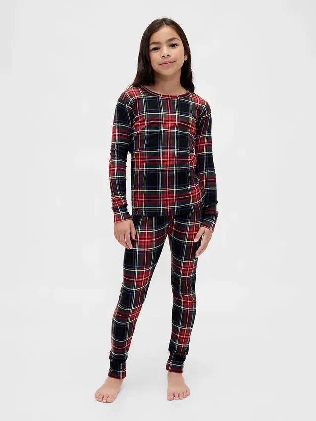 Ensemble de pyjama de Noël en coton brossé bio pour enfants et bébés