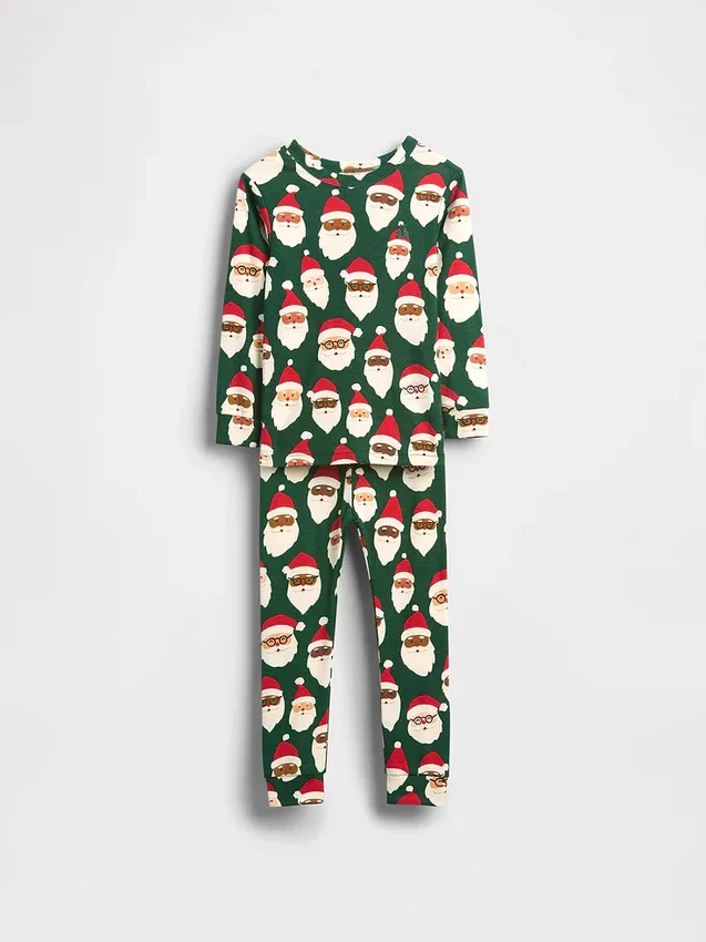 Ensemble de pyjama de Noël en coton brossé bio pour enfants et bébés