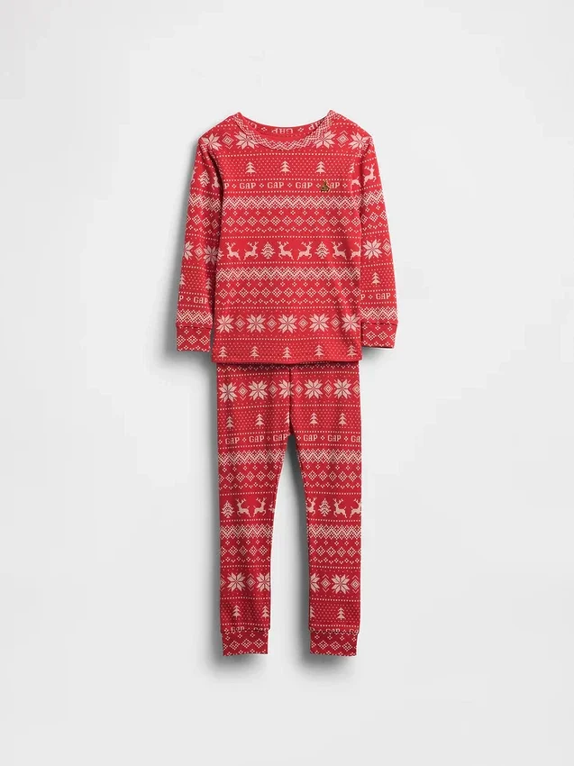Ensemble de pyjama de Noël en coton brossé bio pour enfants et bébés