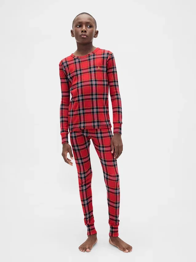 Ensemble de pyjama de Noël en coton brossé bio pour enfants et bébés