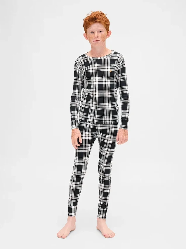 Ensemble de pyjama de Noël en coton brossé bio pour enfants et bébés