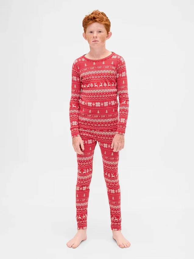 Ensemble de pyjama de Noël en coton brossé bio pour enfants et bébés