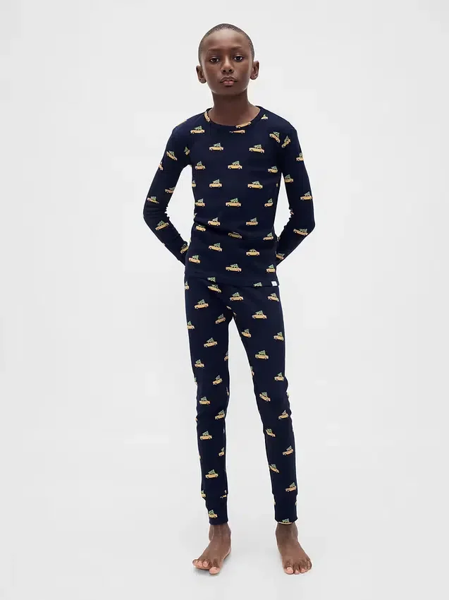 Ensemble de pyjama de Noël en coton brossé bio pour enfants et bébés