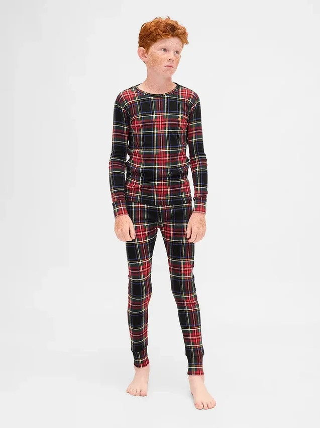 Ensemble de pyjama de Noël en coton brossé bio pour enfants et bébés
