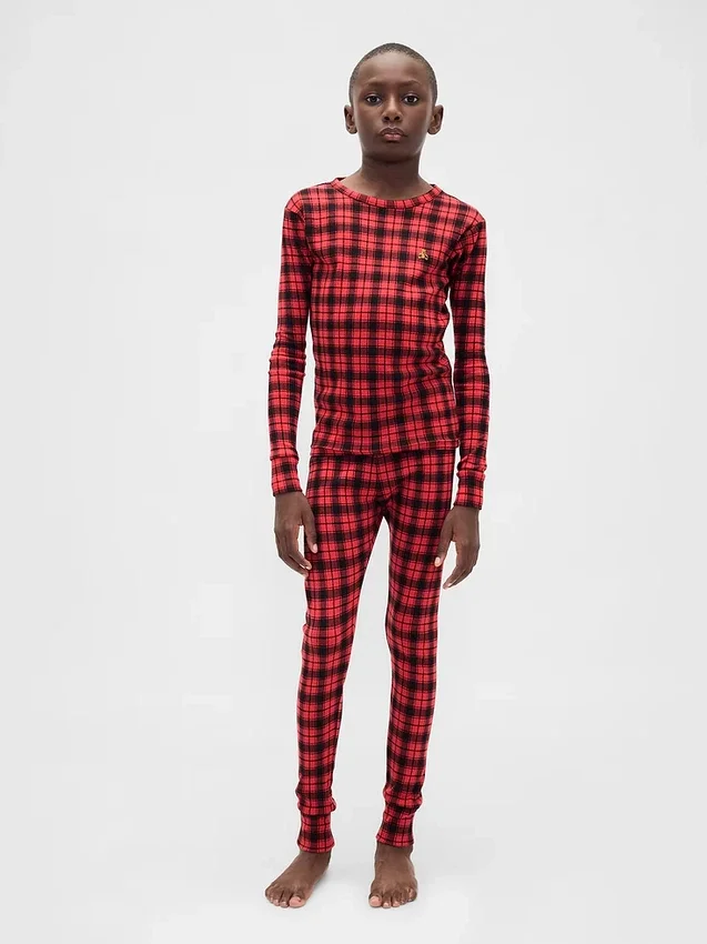 Ensemble de pyjama de Noël en coton brossé bio pour enfants et bébés