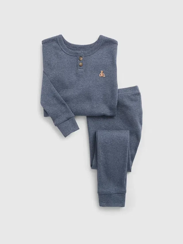 Ensemble de pyjama en coton bio chiné pour Bébé & Enfant, style Henley