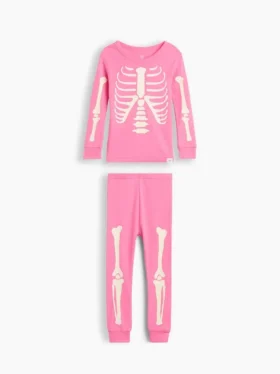 Ensemble de pyjama en coton brossé bio pour Bébé & Enfant, motif squelette phosphorescent