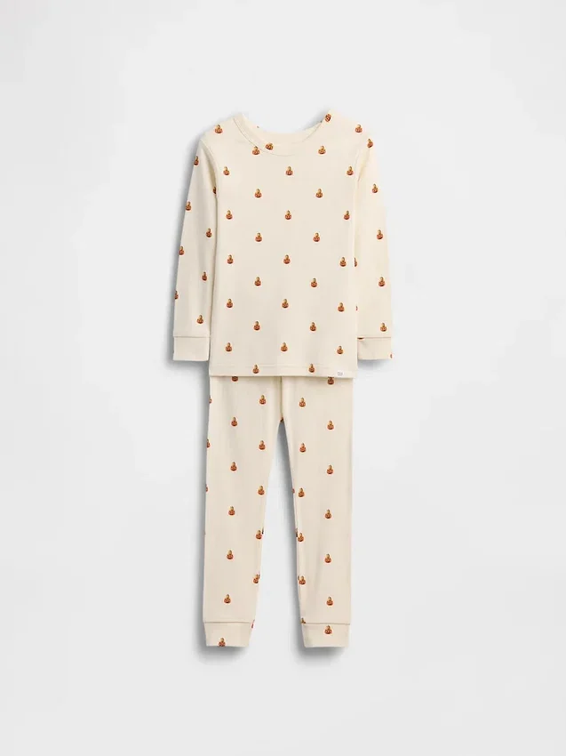 Ensemble de pyjama en coton brossé bio « Pumpkin Bear » pour enfants et bébés