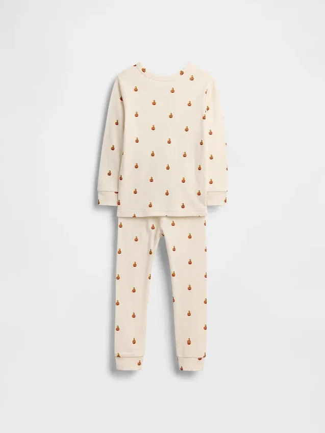 Ensemble de pyjama en coton brossé bio « Pumpkin Bear » pour enfants et bébés