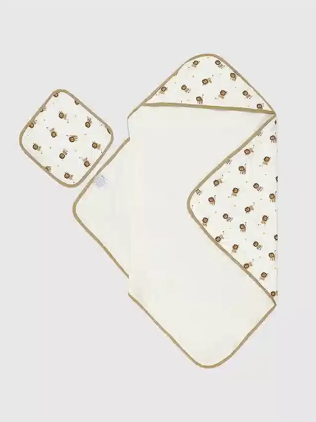 Ensemble de serviette à capuche « Petit Lion » en bambou