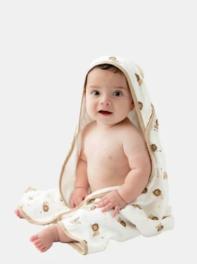 Ensemble de serviette à capuche « Petit Lion » en bambou