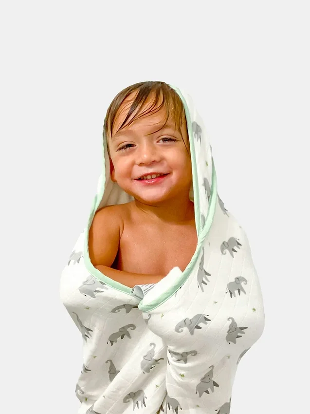 Ensemble de serviettes à capuche « Petit éléphant » en bambou