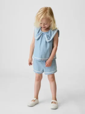 Ensemble en denim avec nœud pour Bébé & Enfant