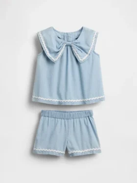 Ensemble en denim avec nœud pour Bébé & Enfant