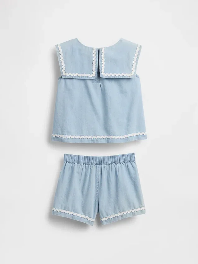 Ensemble en denim avec nœud pour Bébé & Enfant